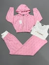 İthal Kadife Desenli Takım 9070 - Pembe