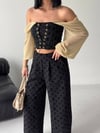 LV Floklu Üçlü Takım 8269 - Siyah
