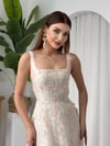Tufe Çiçek Detaylı Elbise - Sarı