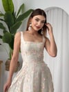Tufe Çiçek Detaylı Elbise - Sarı