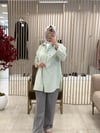 GHİSA İŞLEME DETAYLI MİNT OVERSİZE GÖMLEK