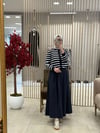 GHİSA LACİVERT BEYAZ ÇİZGİLİ HIRKA