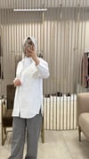 GHİSA NAKIŞ İŞLEME DETAYLI BEYAZ GÖMLEK