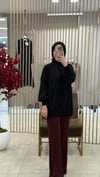 GHİSA RİBANA DETAYLI SİYAH TUNİK