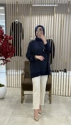TIĞ TRİKO ÇİÇEK DESENLİ TUNİK LACİVERT