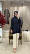 TIĞ TRİKO ÇİÇEK DESENLİ TUNİK LACİVERT