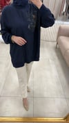 TIĞ TRİKO ÇİÇEK DESENLİ TUNİK LACİVERT