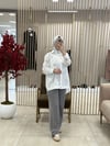 TIĞ TRİKO NAKIŞ DETAYLI OVERSİZE GÖMLEK