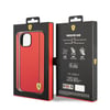 Apple iPhone 14 Kılıf Ferrari Orjinal Lisanslı M-safe Şarj Özellikli Pu Deri Ve Karbon Şeritli Dizayn Kapak