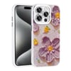 Apple iPhone 14 Pro Max Kılıf Çiçek Desenli Parlak Taşlı Sert Silikon Zore Garden Kapak