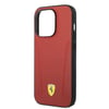 Apple iPhone 14 Pro Max Kılıf Ferrari M-safe Şarj Özellikli Deri Kenarları Damgalı Dizayn Kapak
