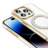 Apple iPhone 14 Pro Max Kılıf Pırlanta Taş Tasarımlı Magsafe Şarj Özellikli Zore Karetta Silikon Kapak