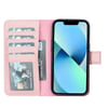 Apple iPhone 14 Pro Uyumlu Deri Cüzdanlı Kılıf MWWN NU2 Pembe