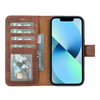 Apple iPhone 14 Pro Uyumlu Deri Cüzdanlı Kılıf MWWN G2 Kahve