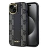 Apple iPhone 15 Kılıf DKNY Orjinal Lisanslı M-safe Şarj Özellikli 3D Yazılı Checkered Pattern Kapak