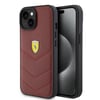 Apple iPhone 15 Kılıf Ferrari Orjinal Lisanslı Deri Dikişli Arka Yüzey Metal Logo Tasarımlı Kapak