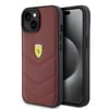 Apple iPhone 15 Kılıf Ferrari Orjinal Lisanslı Deri Dikişli Arka Yüzey Metal Logo Tasarımlı Kapak