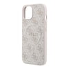 Apple iPhone 15 Kılıf Guess Orjinal Lisanslı M-safe Kabartmalı 4G Desenli Yazı Logolu Kapak