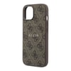 Apple iPhone 15 Kılıf Guess Orjinal Lisanslı M-safe Kabartmalı 4G Desenli Yazı Logolu Kapak