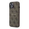 Apple iPhone 15 Kılıf Guess Orjinal Lisanslı M-safe Kabartmalı 4G Desenli Yazı Logolu Kapak