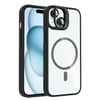 Apple iPhone 15 Kılıf Standlı ve Kamera Lens Hediyeli M-Safe Şarj Özellikli Zore Etro Kapak