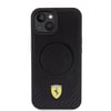Apple iPhone 15 Plus Kılıf Ferrari Orjinal Lisanslı M-safe Şarj Özellikli Metal Logolu PU Karbon Kapak