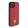 Apple iPhone 15 Plus Kılıf Ferrari Orjinal Lisanslı M-safe Şarj Özellikli Metal Logolu PU Karbon Kapak