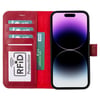 Apple iPhone 15 Plus Uyumlu Deri Cüzdanlı Kılıf MWWN V4EF Kırmızı