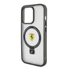 Apple iPhone 15 Pro Kılıf Ferrari M-safe Şarj Özellikli Standlı Buzlu Yüzey Dizayn Kapak