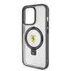 Apple iPhone 15 Pro Kılıf Ferrari M-safe Şarj Özellikli Standlı Buzlu Yüzey Dizayn Kapak