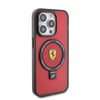 Apple iPhone 15 Pro Kılıf Ferrari M-safe Şarj Özellikli Standlı Buzlu Yüzey Dizayn Kapak