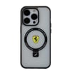 Apple iPhone 15 Pro Kılıf Ferrari M-safe Şarj Özellikli Standlı Buzlu Yüzey Dizayn Kapak