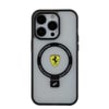 Apple iPhone 15 Pro Max Kılıf Ferrari M-safe Şarj Özellikli Standlı Buzlu Yüzey Dizayn Kapak