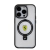 Apple iPhone 15 Pro Max Kılıf Ferrari M-safe Şarj Özellikli Standlı Buzlu Yüzey Dizayn Kapak