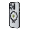 Apple iPhone 15 Pro Max Kılıf Ferrari M-safe Şarj Özellikli Standlı Buzlu Yüzey Dizayn Kapak