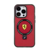 Apple iPhone 15 Pro Max Kılıf Ferrari M-safe Şarj Özellikli Standlı Buzlu Yüzey Dizayn Kapak