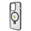 Apple iPhone 15 Pro Max Kılıf Ferrari M-safe Şarj Özellikli Standlı Buzlu Yüzey Dizayn Kapak