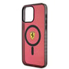 Apple iPhone 15 Pro Max Kılıf Ferrari Orjinal Lisanslı M-safe Şarj Özellikli Tırtıklı Kenar Tasarımlı Ortalanmış Logo Kapak
