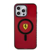Apple iPhone 15 Pro Max Kılıf Ferrari Orjinal Lisanslı M-safe Şarj Özellikli Tırtıklı Kenar Tasarımlı Ortalanmış Logo Kapak