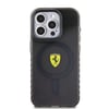 Apple iPhone 15 Pro Max Kılıf Ferrari Orjinal Lisanslı M-safe Şarj Özellikli Tırtıklı Kenar Tasarımlı Ortalanmış Logo Kapak