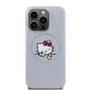 Apple iPhone 15 Pro Max Kılıf Hello Kitty Orjinal Lisanslı M-safe Şarj Özellikli Baskı Logolu Uyuyan Kitty Deri Kapak