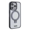 Apple iPhone 15 Pro Max Kılıf TUMI Orjinal Lisanslı M-safe Şarj Özellikli Metal Logolu Ring Standlı Silikon Kapak