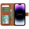 Apple iPhone 15 Pro Max Uyumlu Deri Cüzdanlı Kılıf MWWN G19 Taba