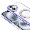 Apple iPhone 16 Kılıf Pırlanta Taş Tasarımlı Magsafe Şarj Özellikli Zore Karetta Silikon Kapak