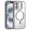Apple iPhone 16 Kılıf Standlı ve Kamera Lens Hediyeli M-Safe Şarj Özellikli Zore Etro Kapak