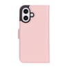 Apple iPhone 16 Plus uyumlu, Hakiki Deri, El Yapımı, Cüzdanlı Kılıf, Toz Pembe