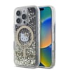Apple iPhone 16 Pro Kılıf Hello Kitty Orjinal Lisanslı M-safe Şarj Özellikli IML Baskı Kitty Head Logolu Sıvılı Simli Altın Ateşi Kapak