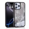Apple iPhone 16 Pro Max Kılıf Sıvılı Simli Kelebek Baskılı Şeffaf Arka Yüzey Zore Glis Silikon Kapak