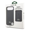 Apple iPhone 17 Air Kılıf Lacoste Orjinal Lisanslı M-safe Şarj Özellikli PU Pike Desenli Metal Logolu Kartlıklı Kapak