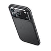 Apple iPhone 17 Pro Kılıf Mat Transparan Karbon Fiber Görünümlü Wlons Marin Kapak